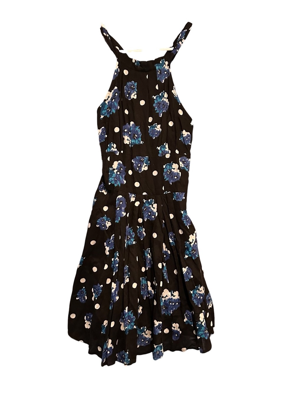 Free People Size 2  Mon Cheri Convertible Halter Dress Black With Blue Flowers